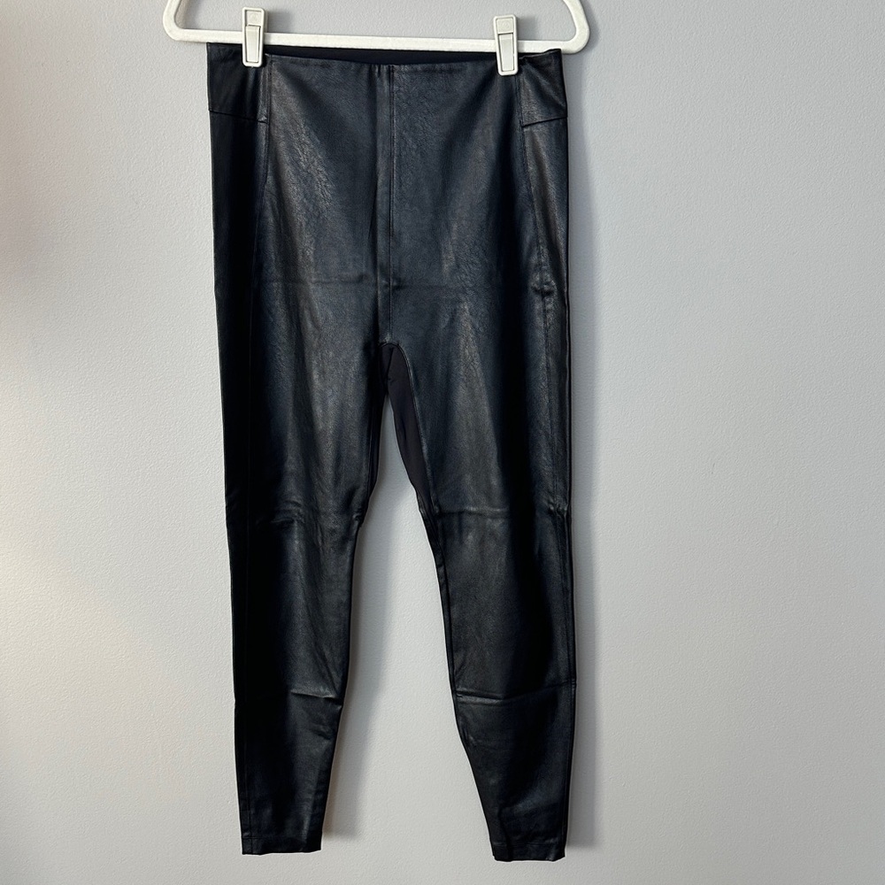 Honeylove Jet Black Leggings- Faux Leather